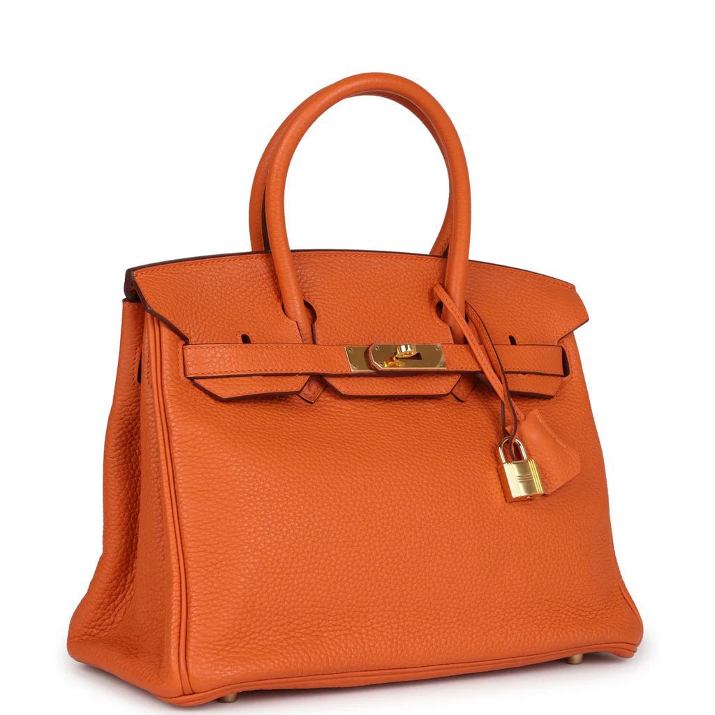 Pre-owned Hermès Birkin 30 Orange Togo Gold Hardware